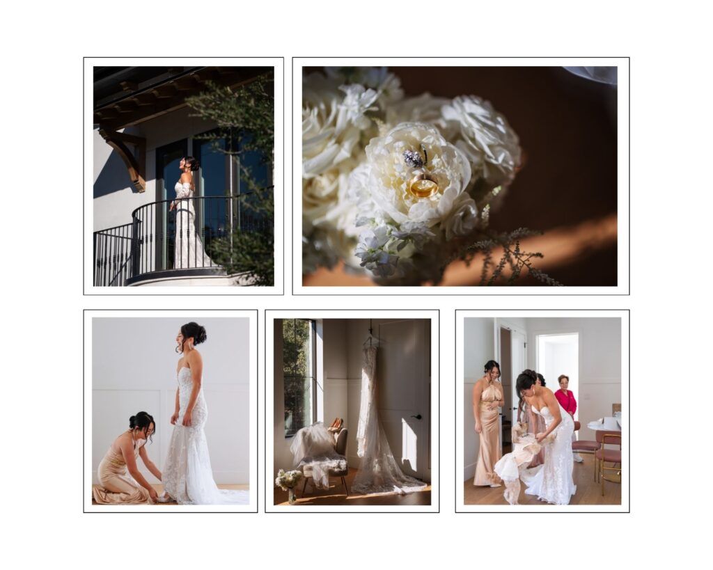 Sharlene getting ready with her family before the wedding ceremony at The Preserve at Canyon Lake