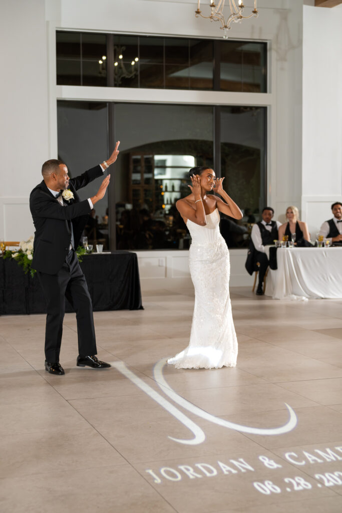 Jordan and her father during their choreographed wedding dance